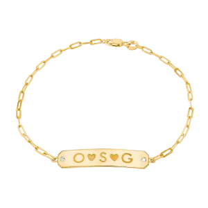 Paper Clip Chain Diamond ID Bracelet