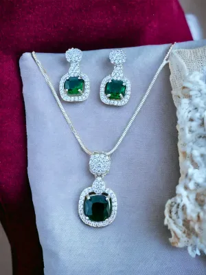 Pearlfect Radiant Square American Diamond Necklace Set