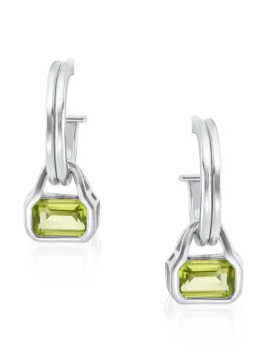 Peridot charms on double row hoops