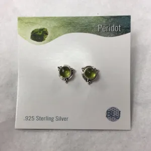 Peridot Stud Earring with Small Ornamental Detail