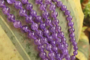 Polished Gem Amethyst Ball Shaped Beaded Necklace - Sold per Item- From Zambia