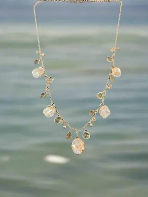 Pom Jewelry Keshi Pearl, Labradorite & Green Amethyst Necklace Set In Sterling Silver-PN4