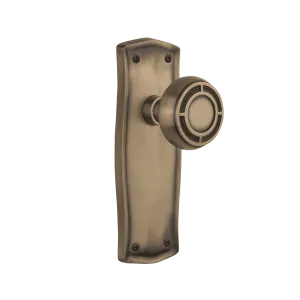 Prairie Long Plate with Mission Knob in Antique Brass