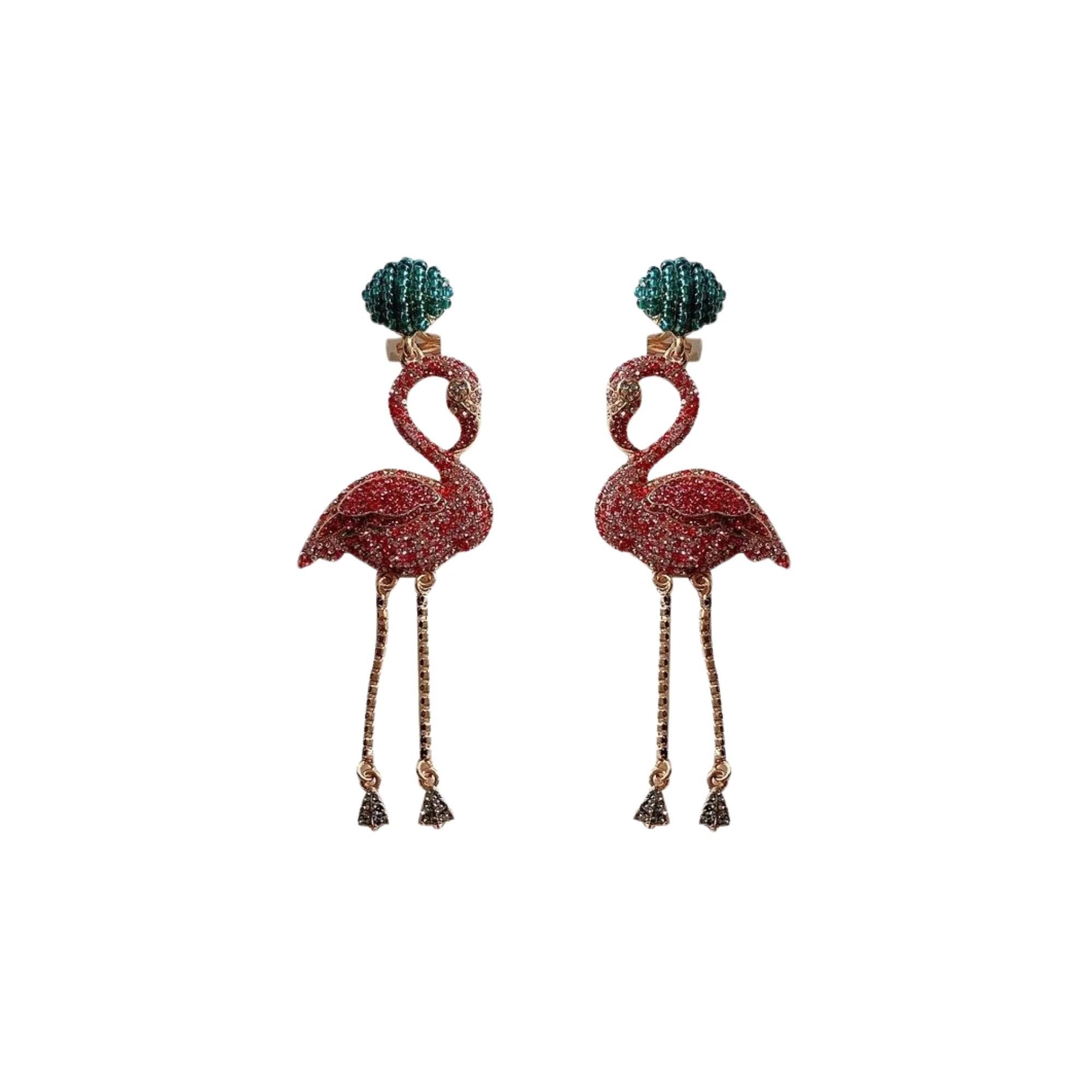 Pre Order:  Flamingo Rhinestones Embellished Dangle Earrings