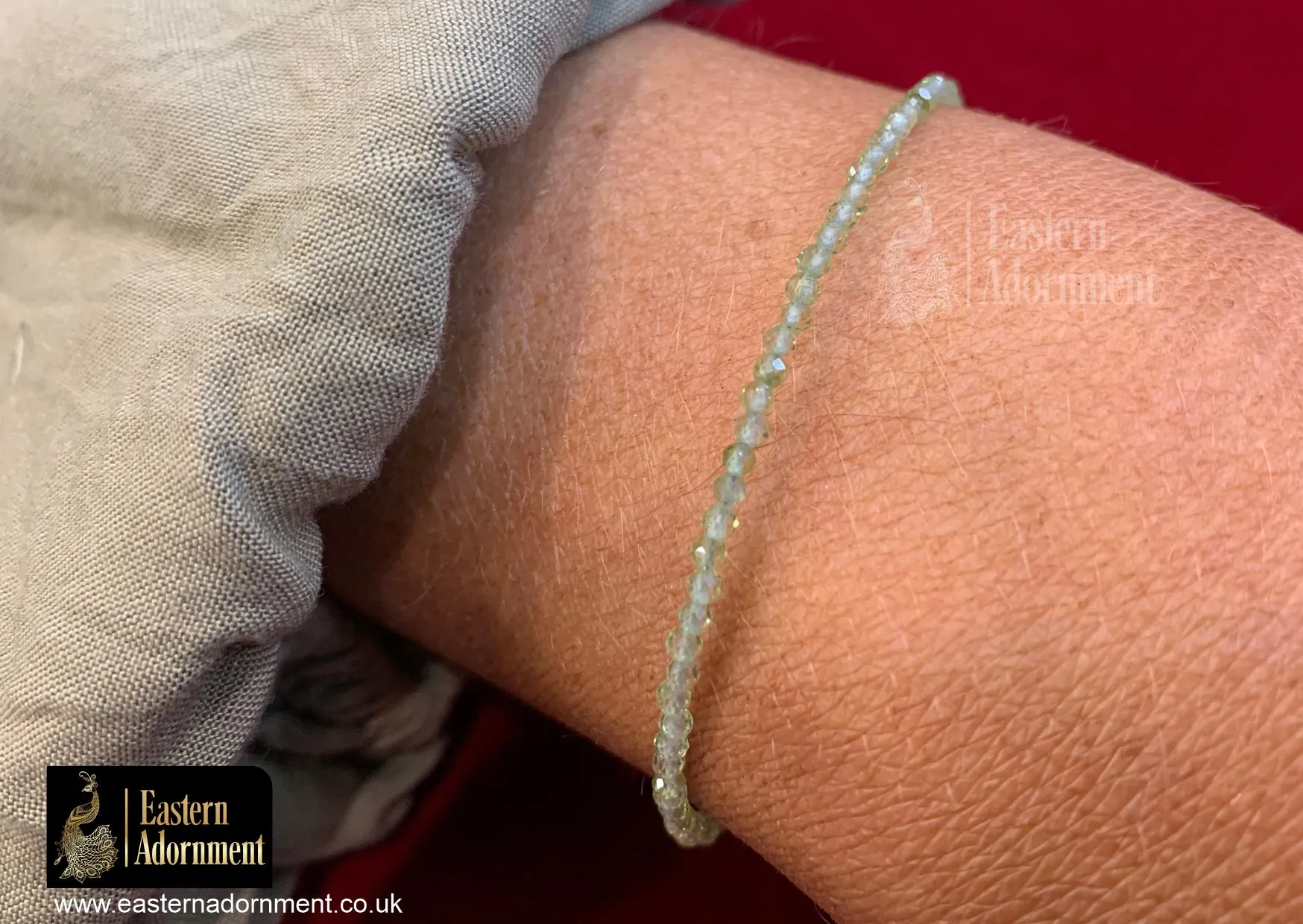 Prehnite Micro Cut Bead Bracelet