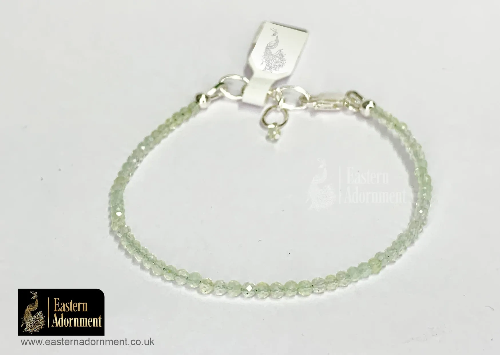Prehnite Micro Cut Bead Bracelet