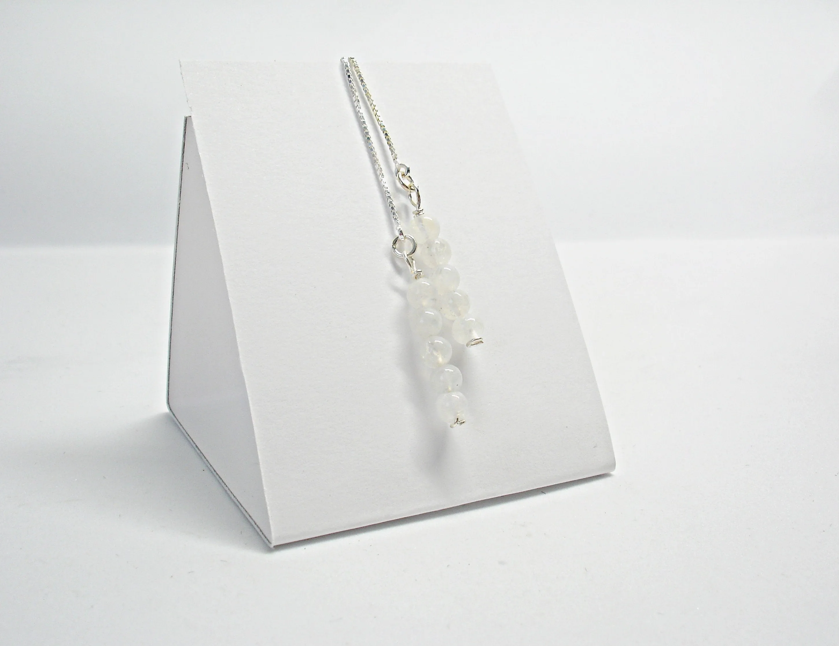 Pull through earrings. Moonstone threader earrings. White gemstone chain earrings. Moonstone jewelry. Gift for her
