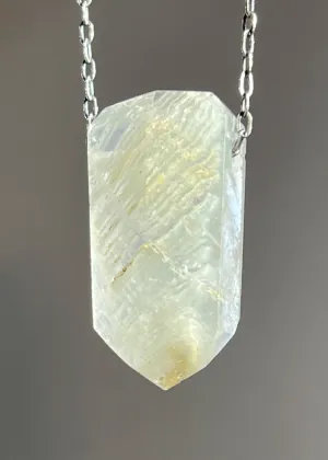 Quartz Crystal Necklace with Amphibole Inclusions