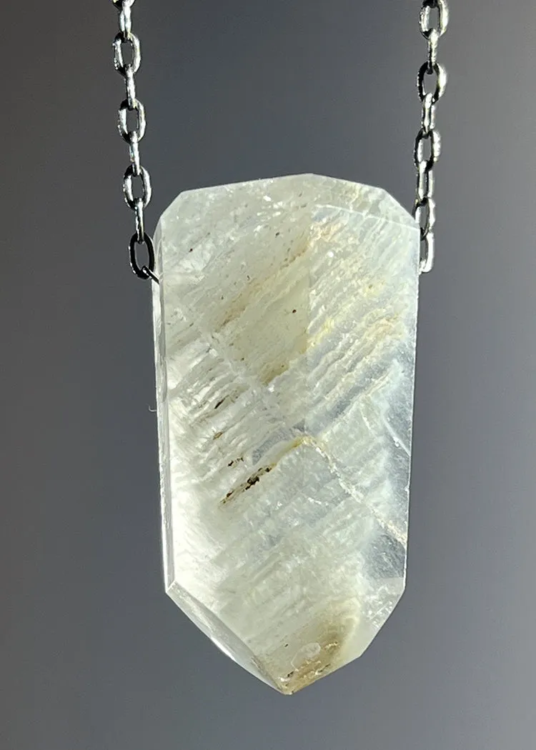 Quartz Crystal Necklace with Amphibole Inclusions