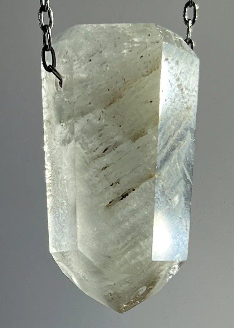 Quartz Crystal Necklace with Amphibole Inclusions