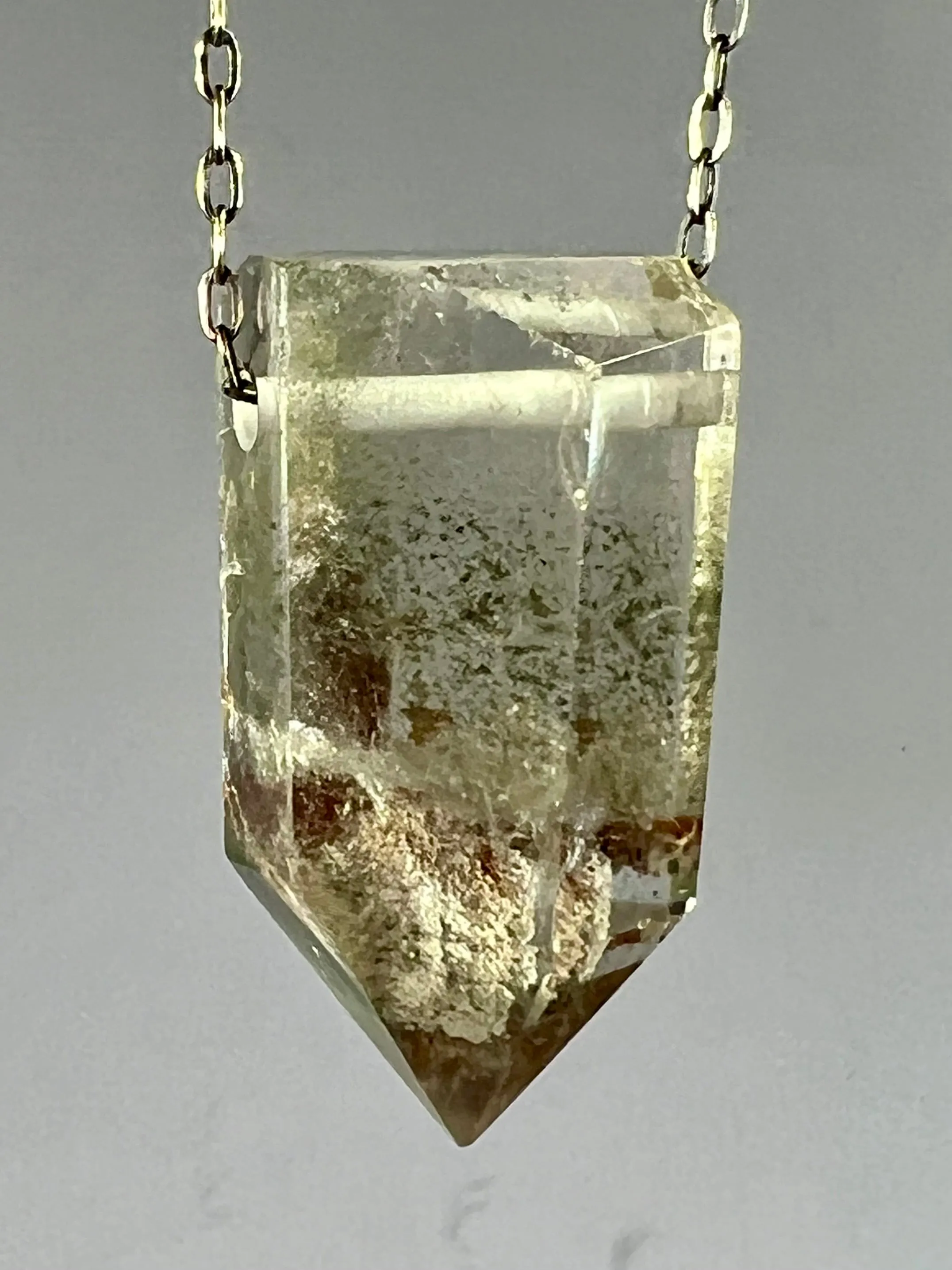 Quartz Crystal with Amphibole and Chlorite Inclusions Necklace
