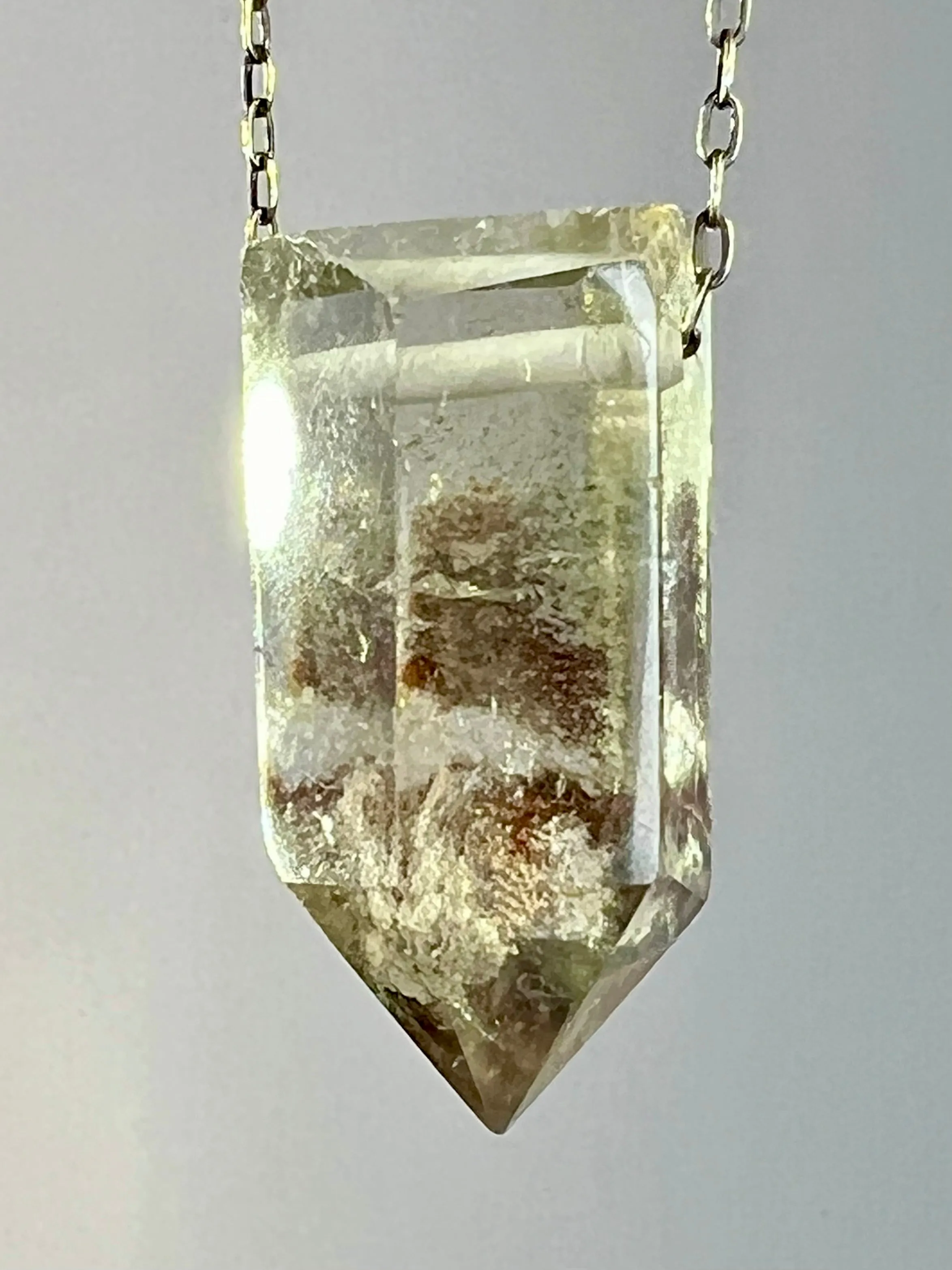 Quartz Crystal with Amphibole and Chlorite Inclusions Necklace