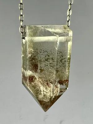 Quartz Crystal with Amphibole and Chlorite Inclusions Necklace
