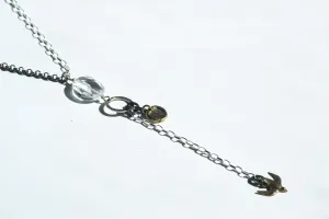 Quartz Tree and Sparrow Necklace