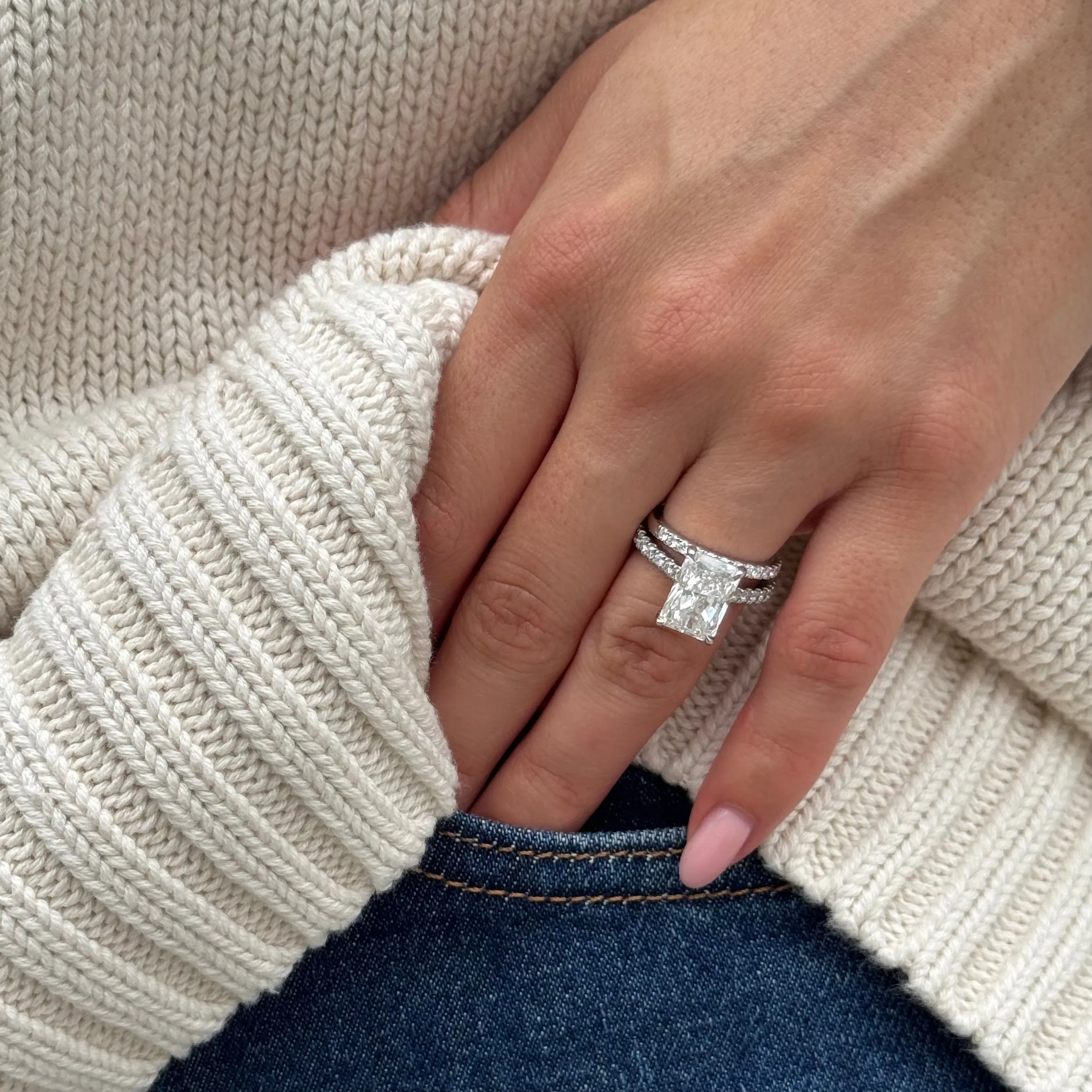 Radiant 4.46ct E VS1 IGI Lab Diamond Platinum Ring