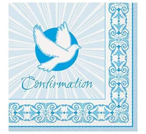 Radiant Cross Blue Confirmation Napkin
