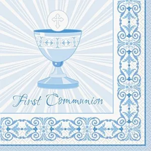 Radiant Cross Blue First Communion Napkin