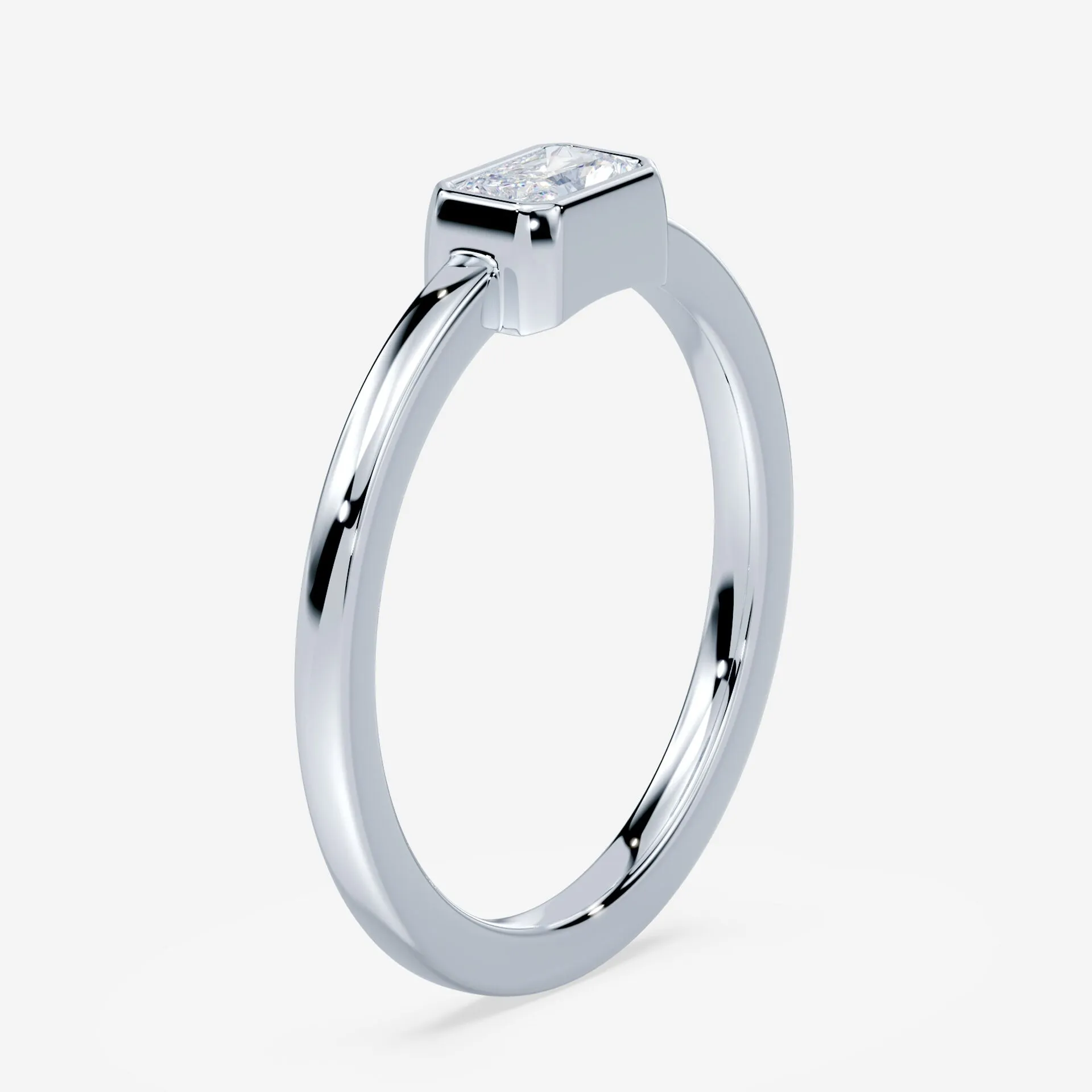 Radiant Cut Mini Bezel Ring