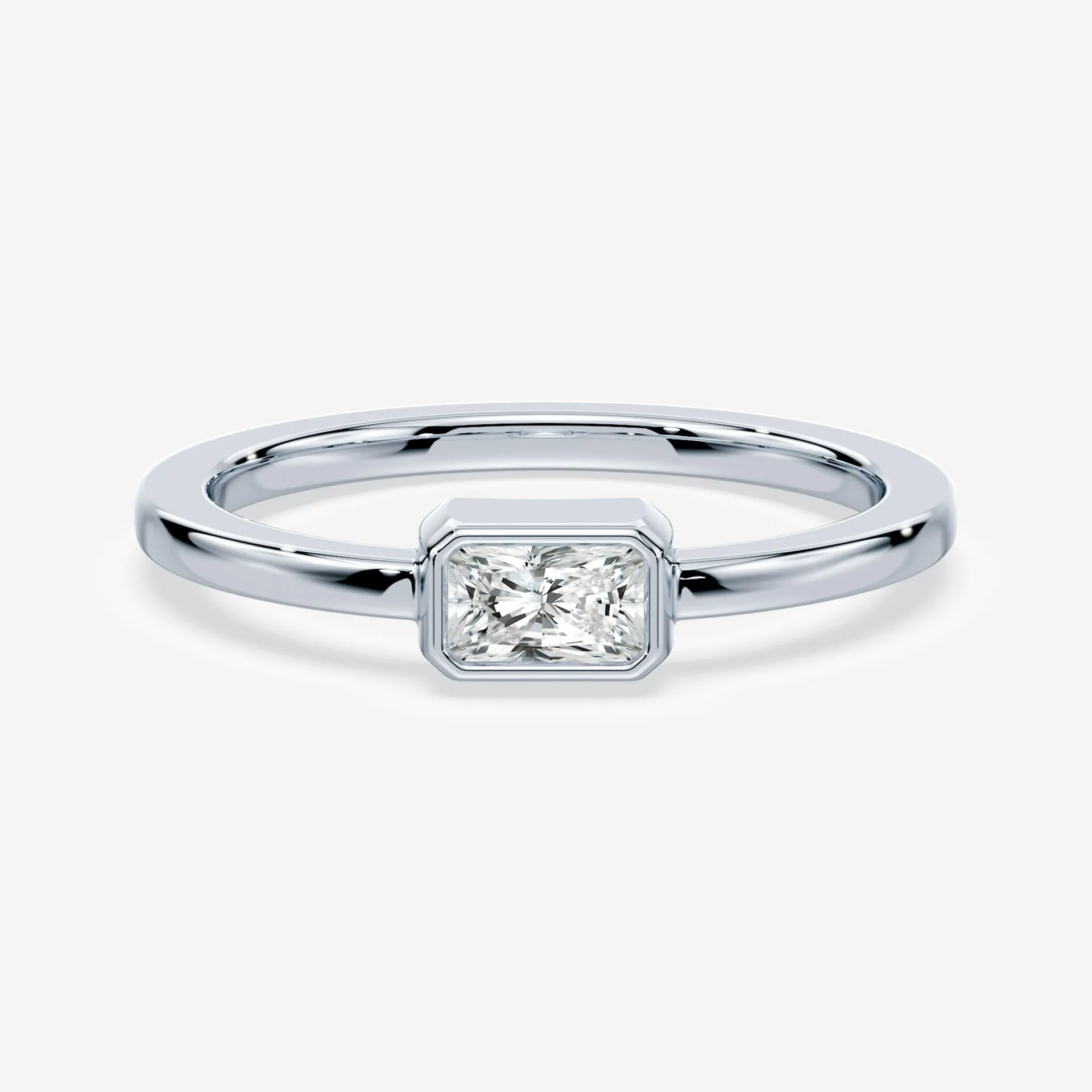 Radiant Cut Mini Bezel Ring