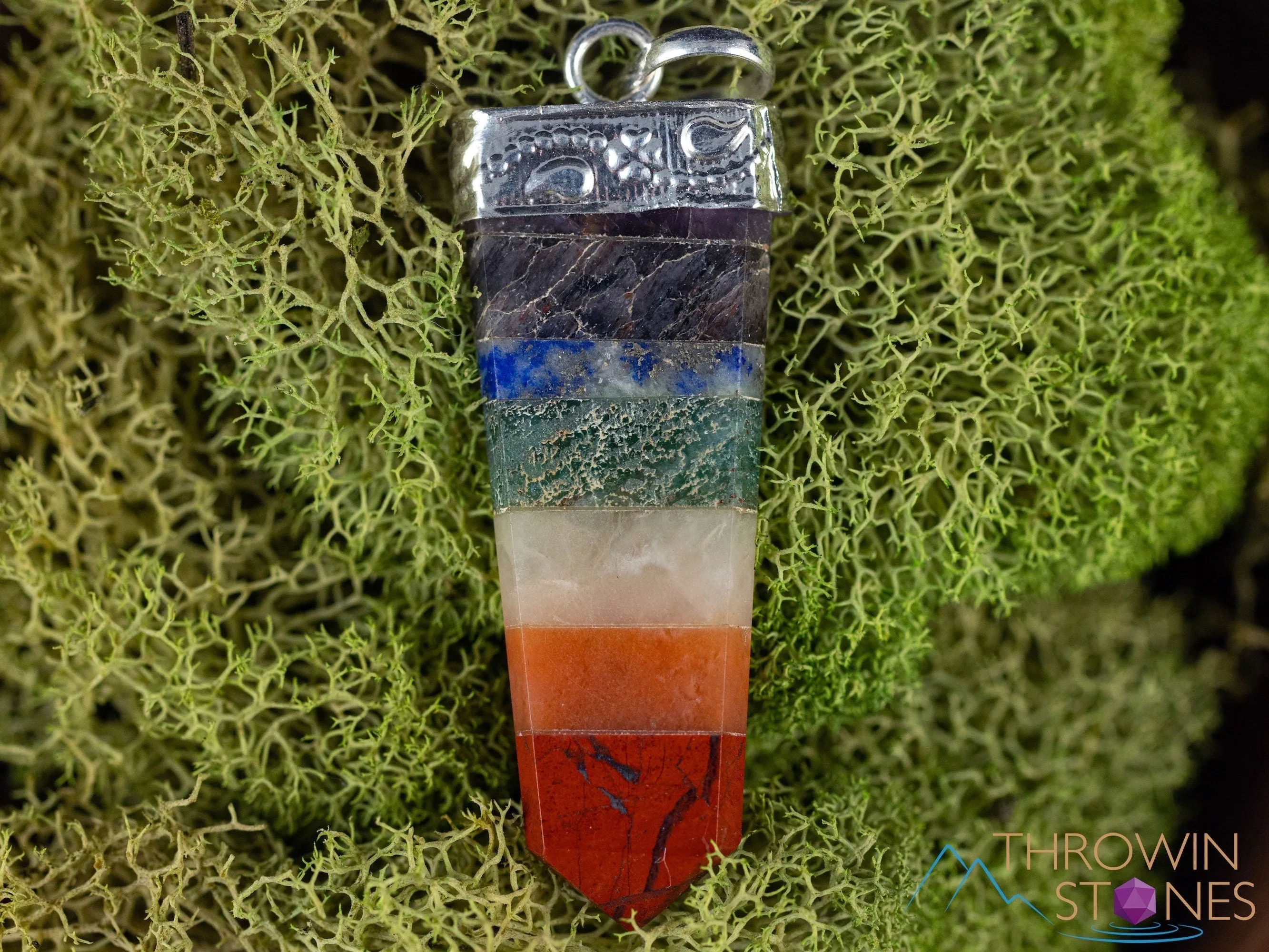 Rainbow CHAKRA Crystal Pendant - Crystal Points, Handmade Jewelry, Healing Crystals and Stones, E2123