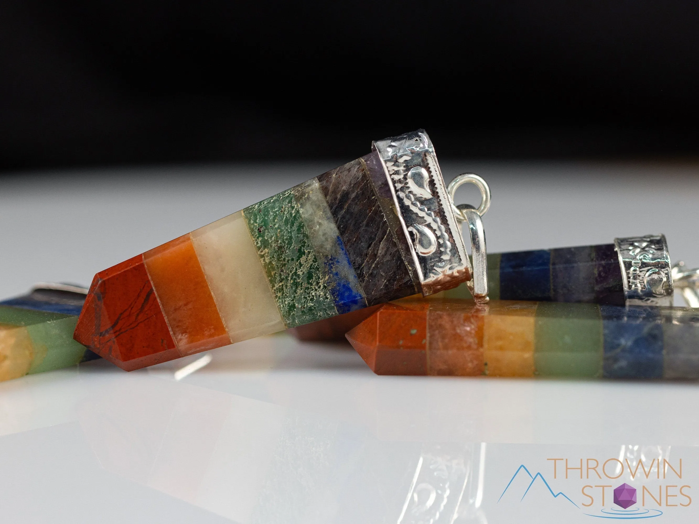 Rainbow CHAKRA Crystal Pendant - Crystal Points, Handmade Jewelry, Healing Crystals and Stones, E2123