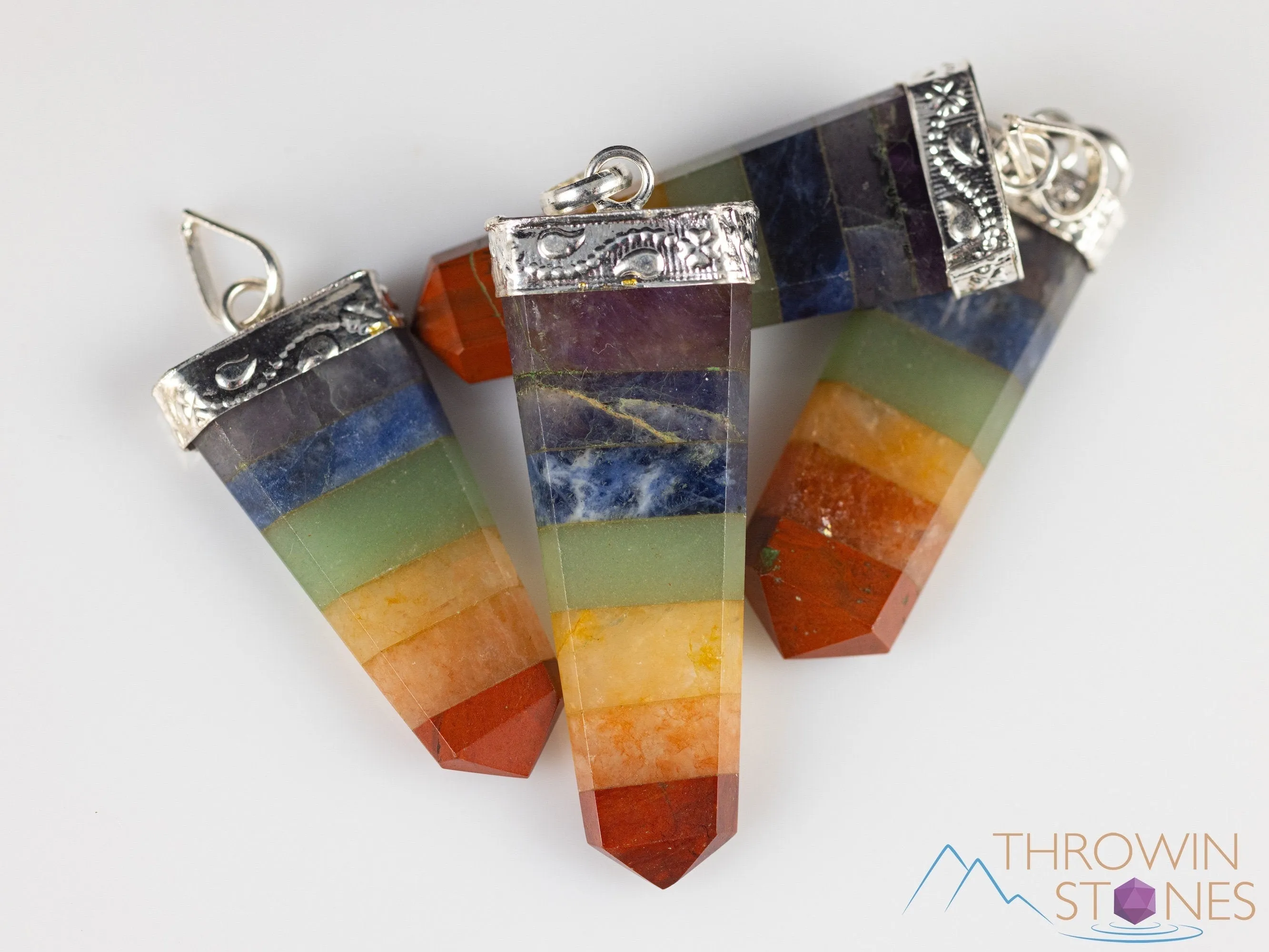 Rainbow CHAKRA Crystal Pendant - Crystal Points, Handmade Jewelry, Healing Crystals and Stones, E2123