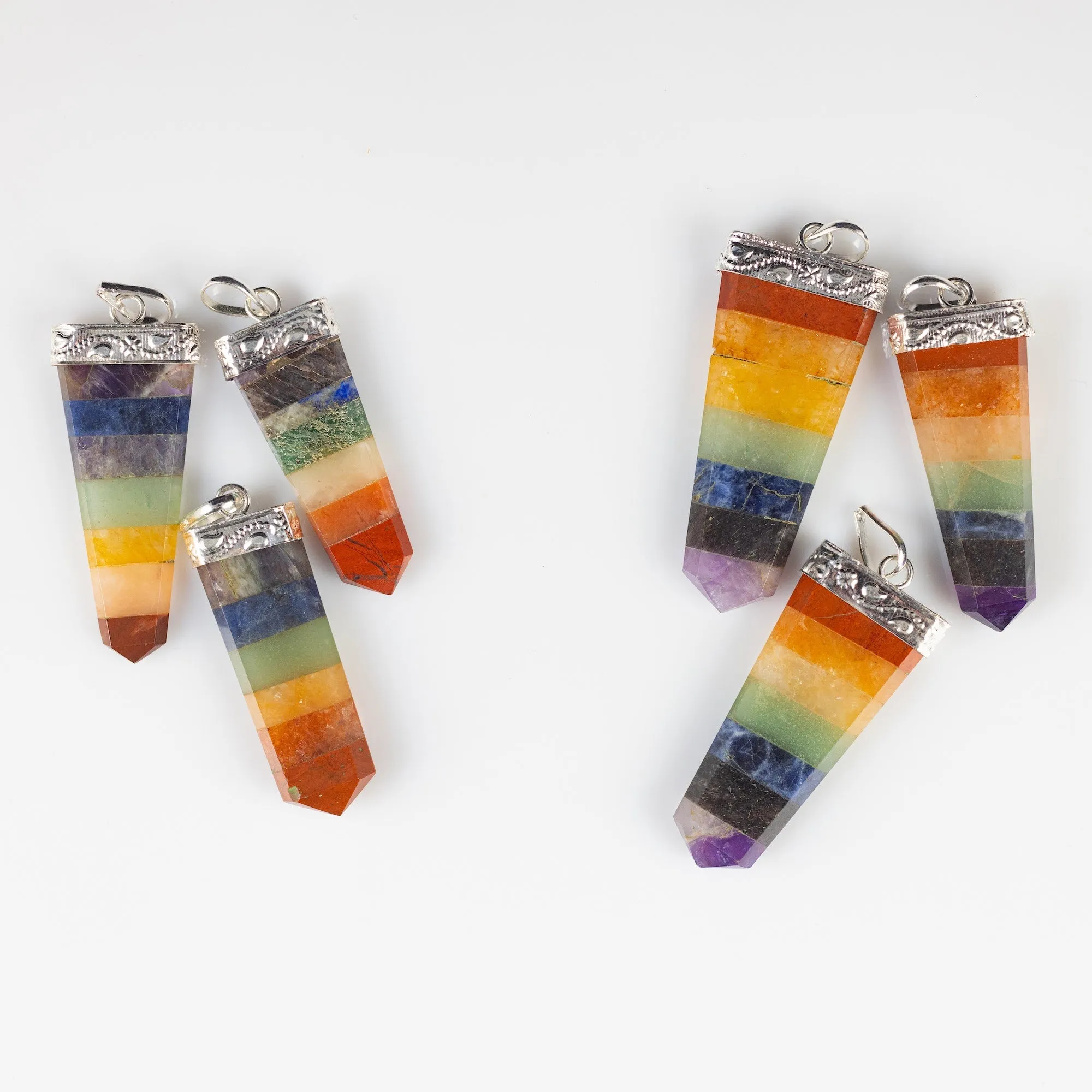 Rainbow CHAKRA Crystal Pendant - Crystal Points, Handmade Jewelry, Healing Crystals and Stones, E2123