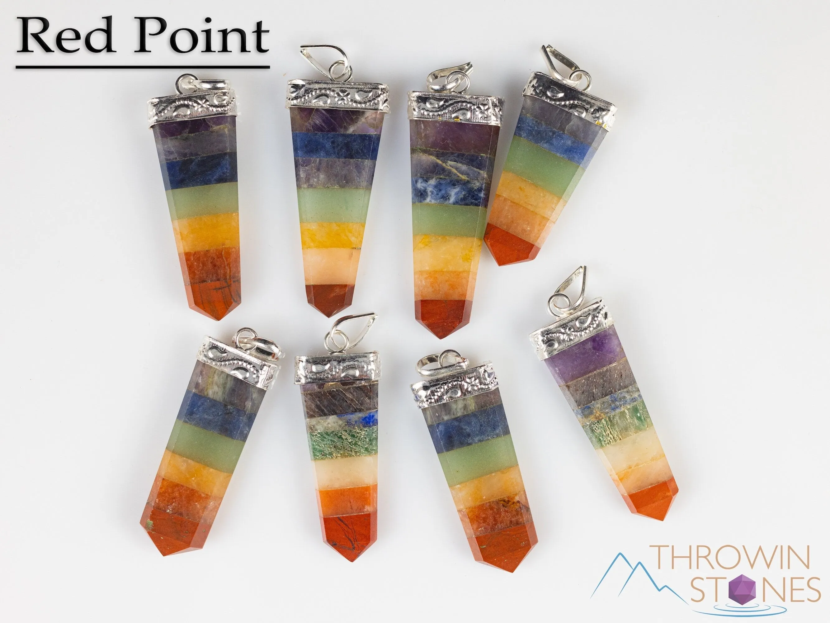 Rainbow CHAKRA Crystal Pendant - Crystal Points, Handmade Jewelry, Healing Crystals and Stones, E2123
