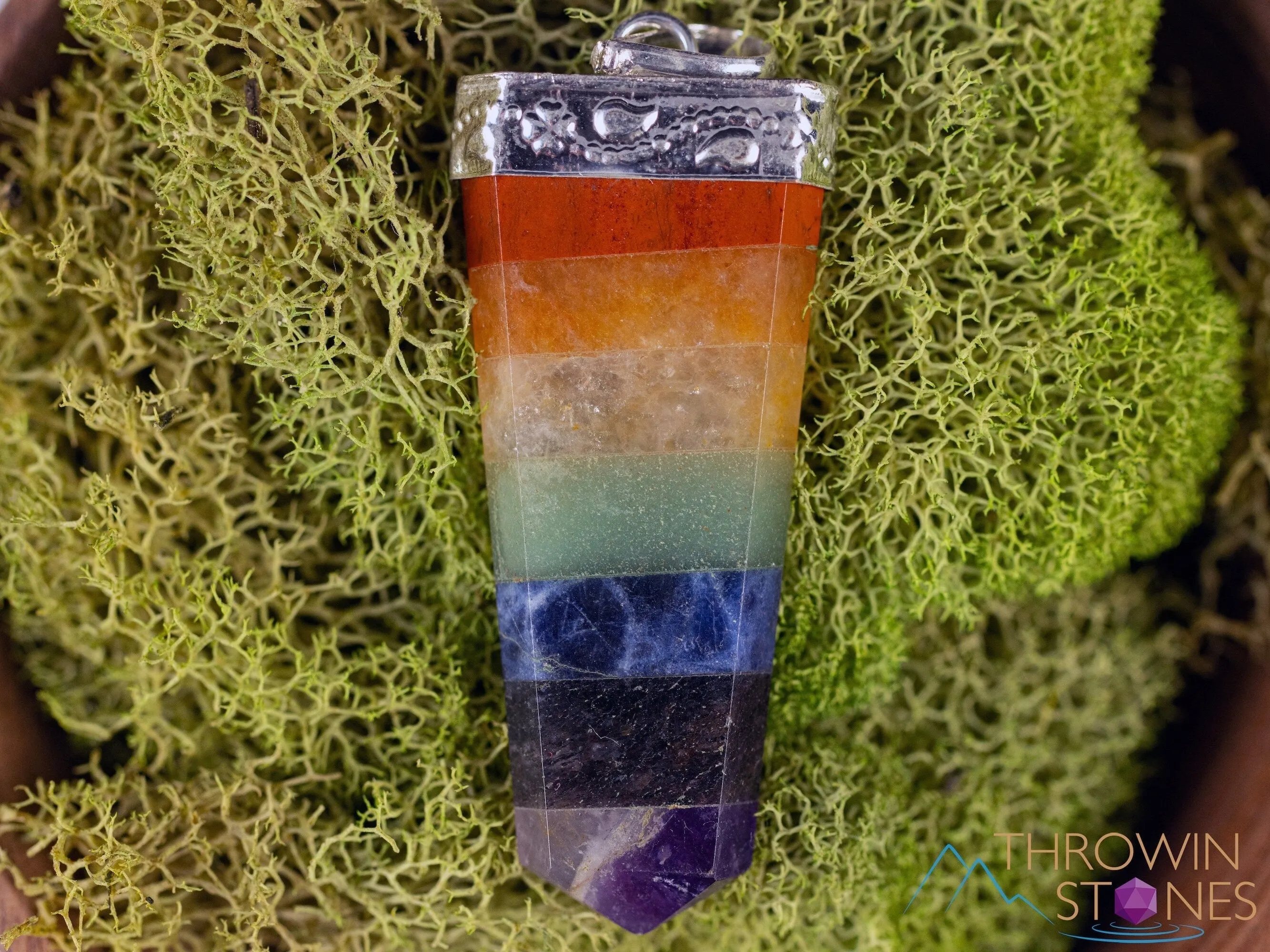 Rainbow CHAKRA Crystal Pendant - Crystal Points, Handmade Jewelry, Healing Crystals and Stones, E2123