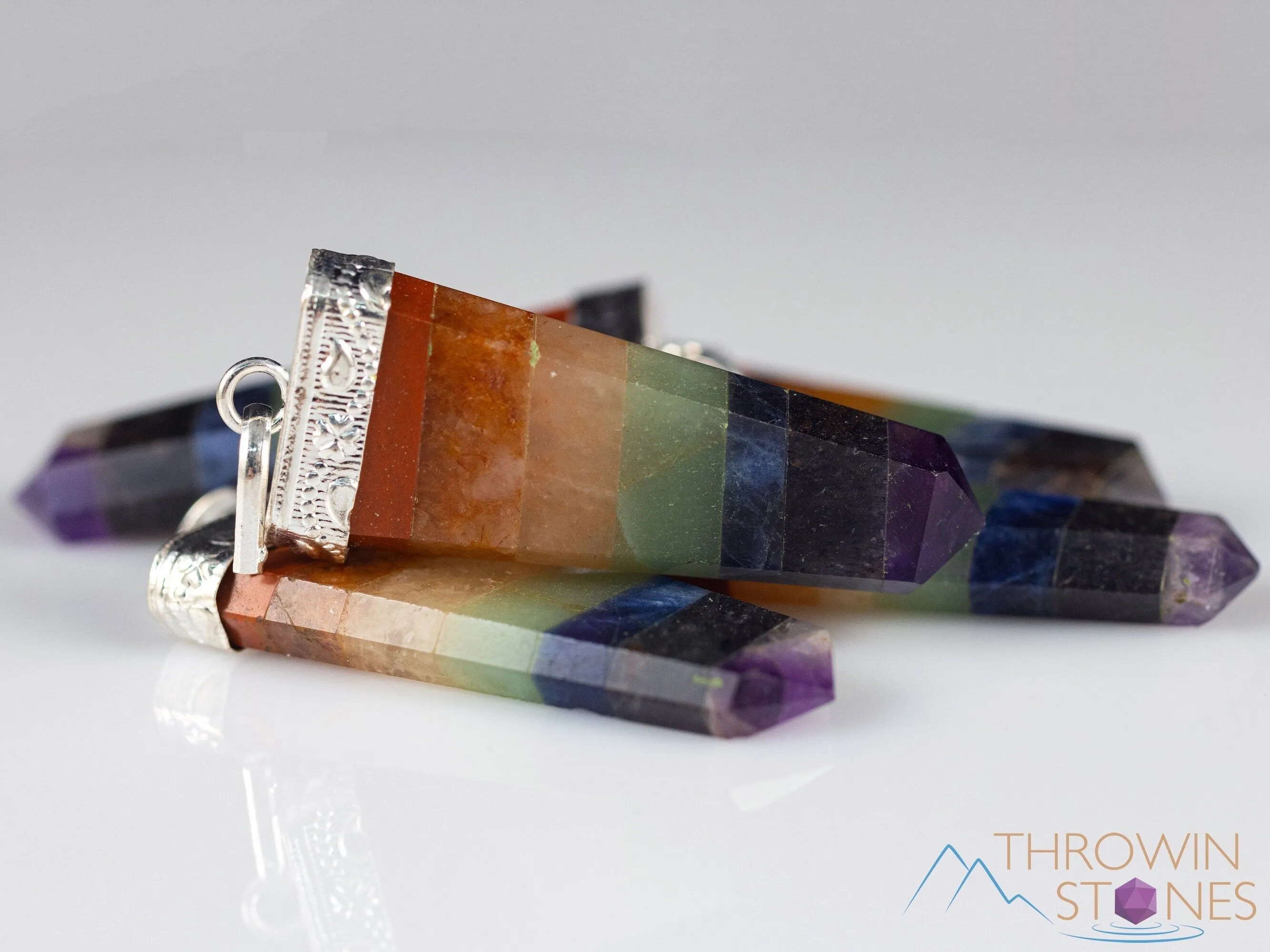 Rainbow CHAKRA Crystal Pendant - Crystal Points, Handmade Jewelry, Healing Crystals and Stones, E2123