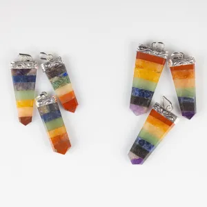 Rainbow CHAKRA Crystal Pendant - Crystal Points, Handmade Jewelry, Healing Crystals and Stones, E2123
