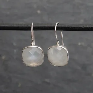 Rainbow Moonstone Square Drop Earrings