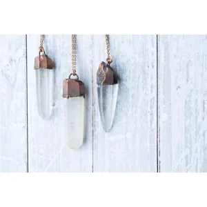 Raw crystal necklace | Electroformed crystal necklace