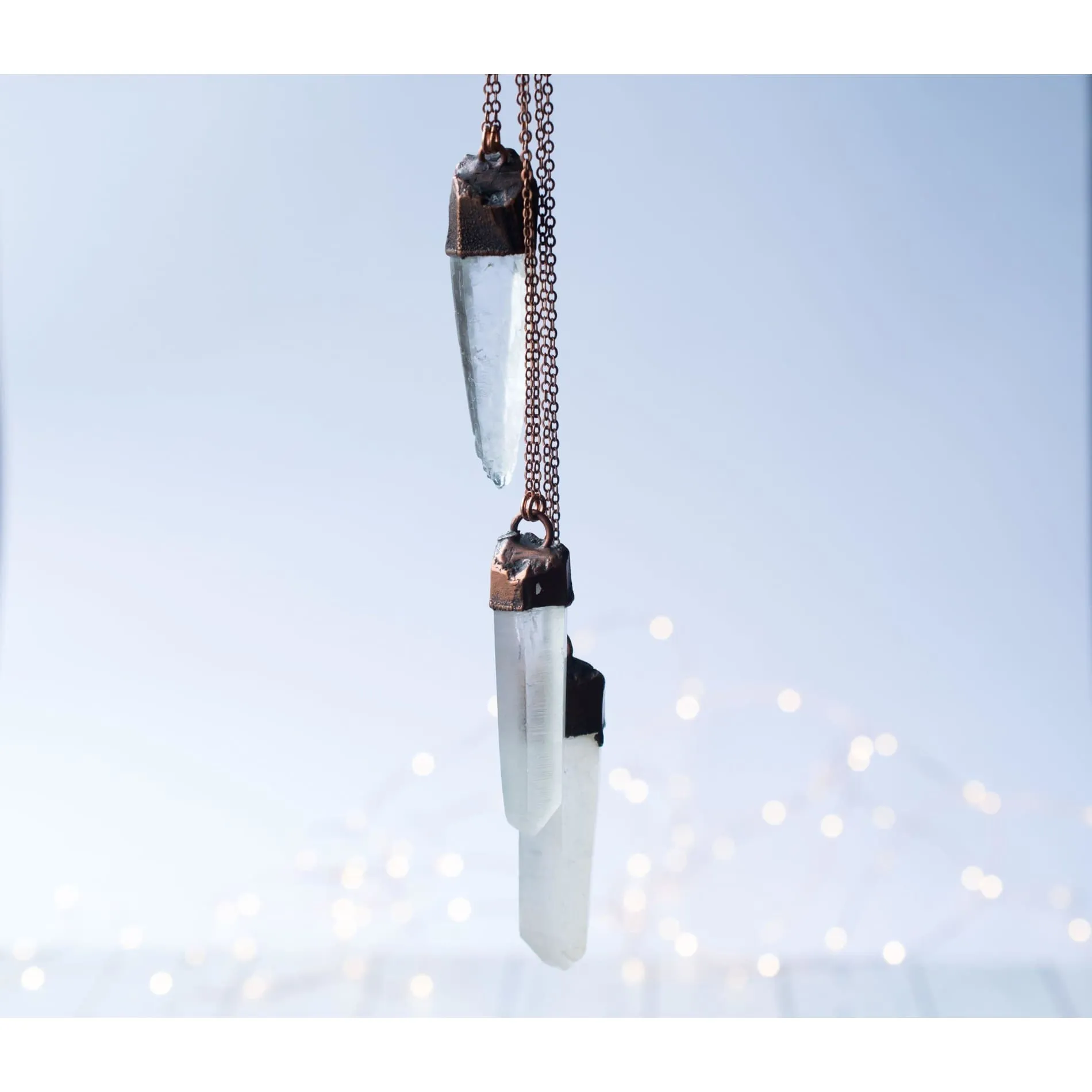 Raw crystal necklace | Electroformed crystal necklace