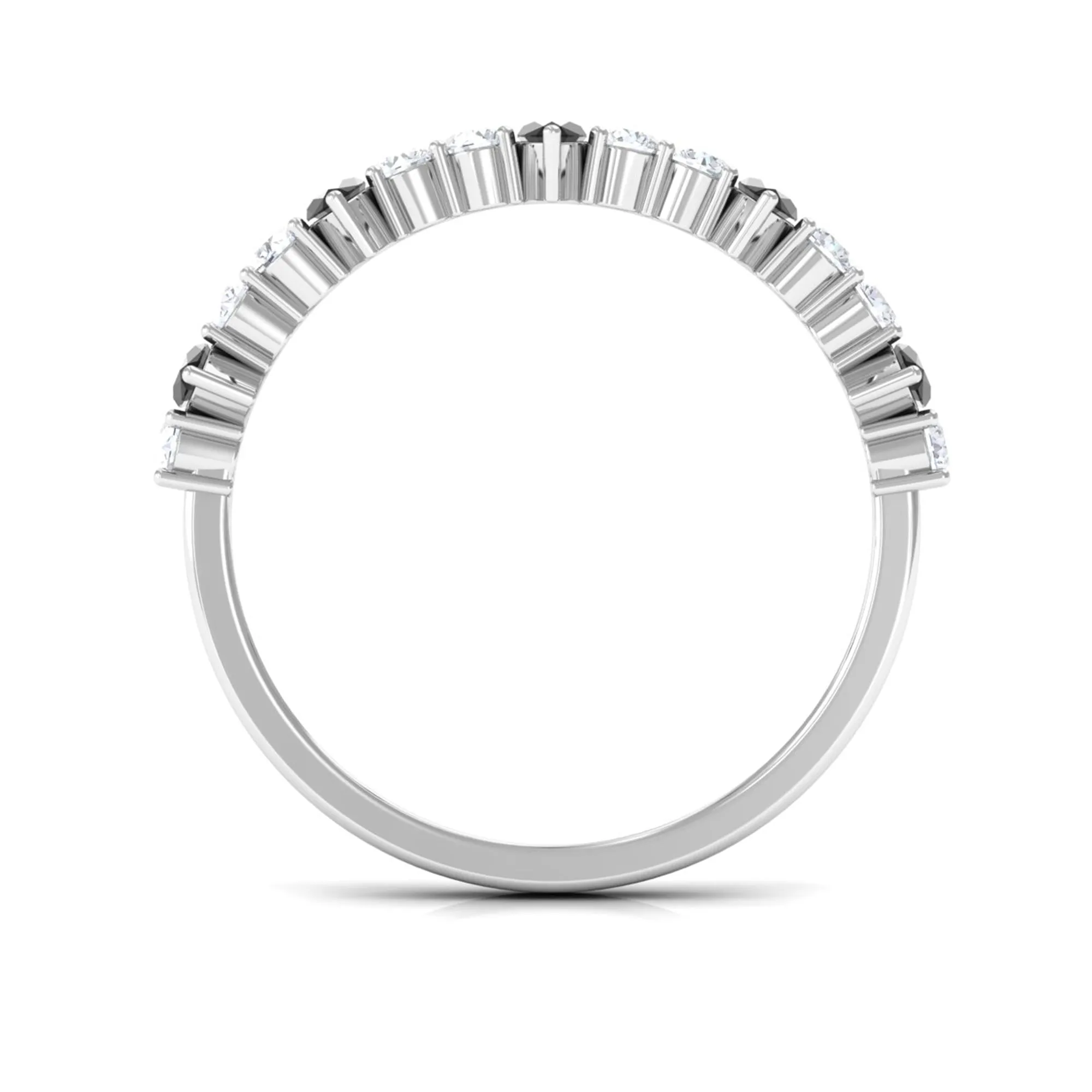 Real Black Onyx Half Eternity Ring with Diamond
