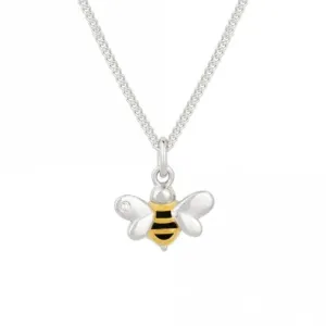 Recycled Silver & Gold Plated Bee Necklace P5110