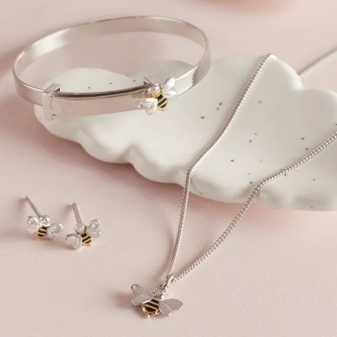 Recycled Silver & Gold Plated Bee Necklace P5110