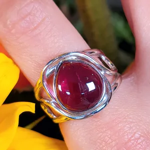 Rhodolite Purple Garnet Adjustable Finger Bracelet .925 Silver for Connection with Angels and Spirit Guides