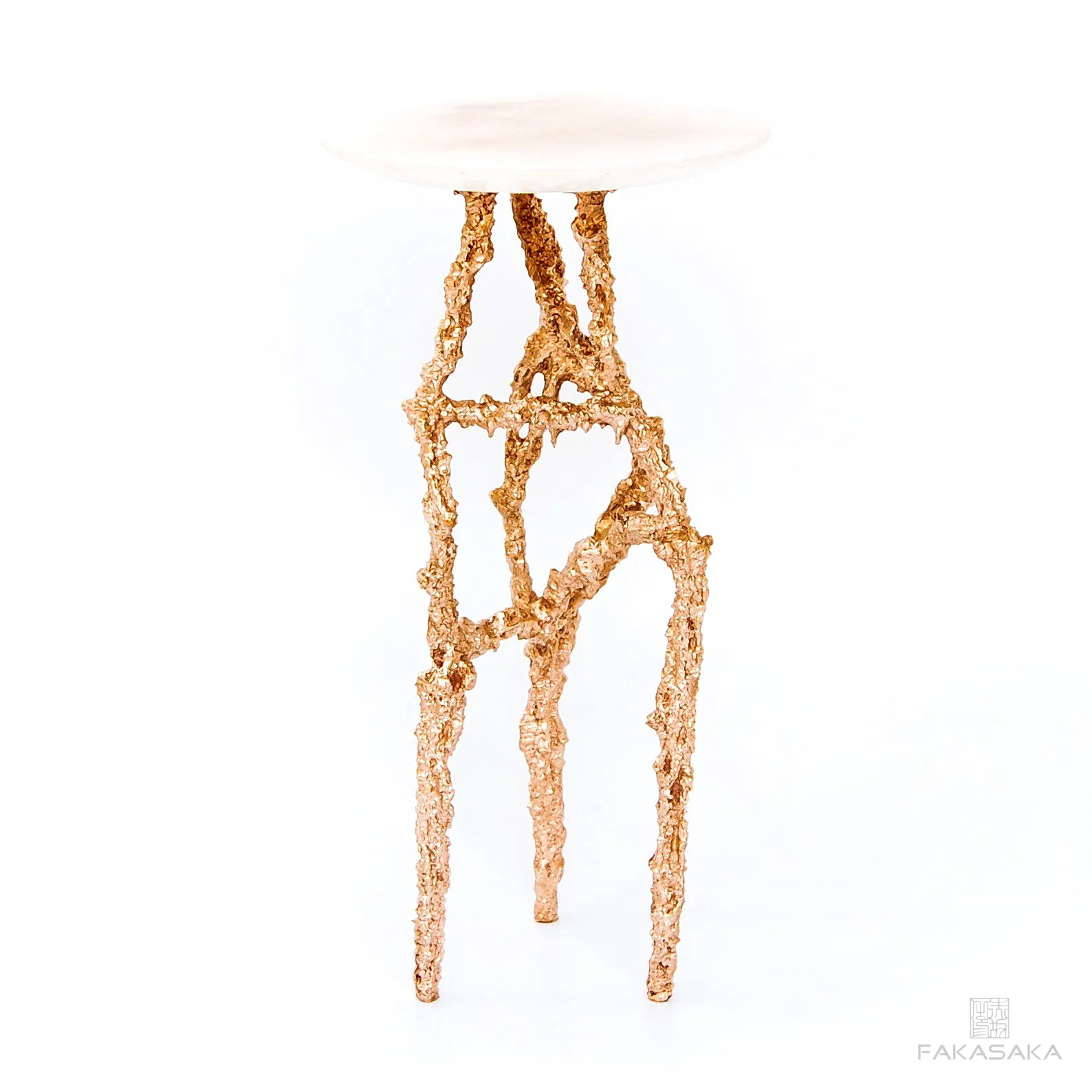 RONNIE DRINK TABLE <br><br>TRANSLUCENT ONYX<br>POLISHED BRONZE