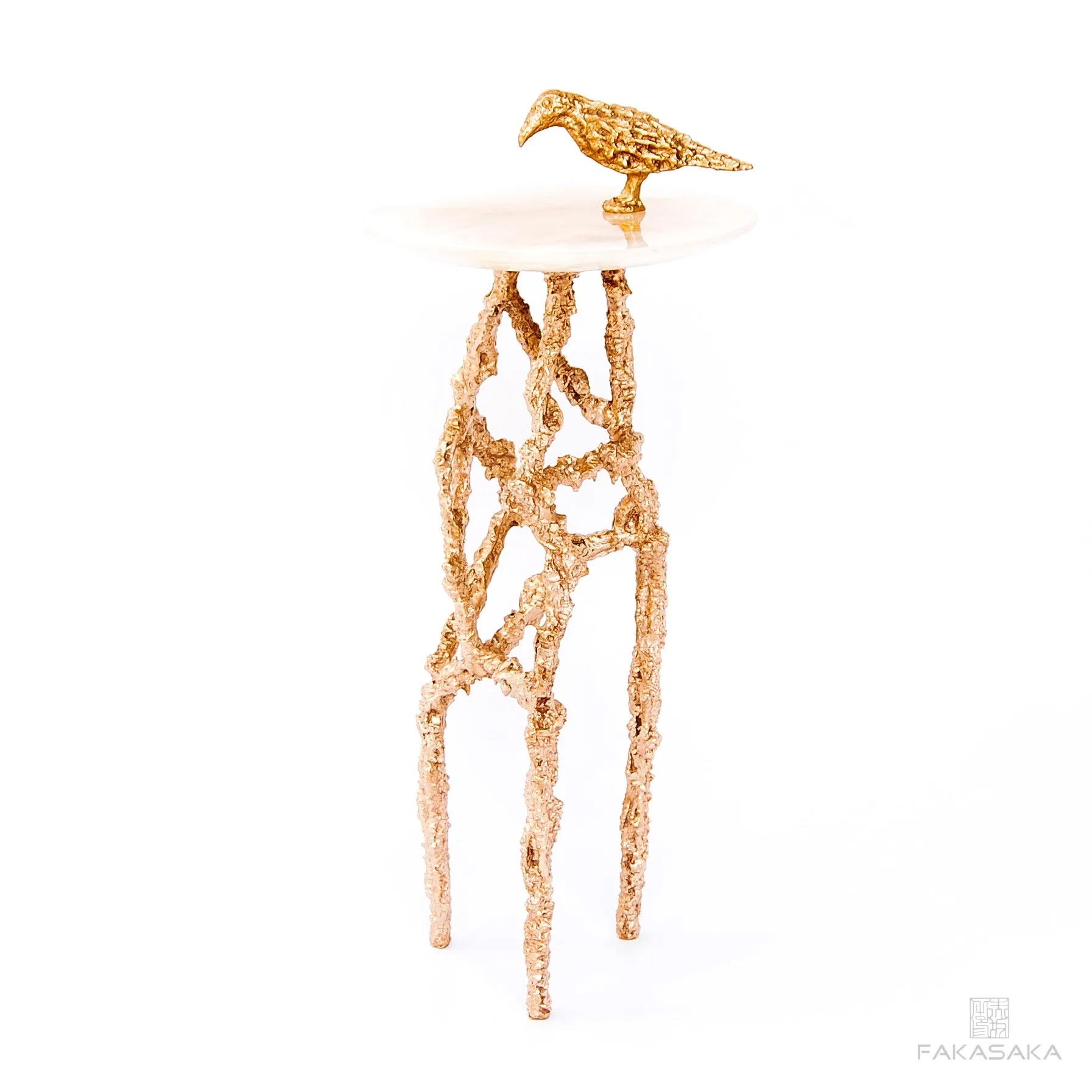 RONNIE DRINK TABLE <br><br>TRANSLUCENT ONYX<br>POLISHED BRONZE
