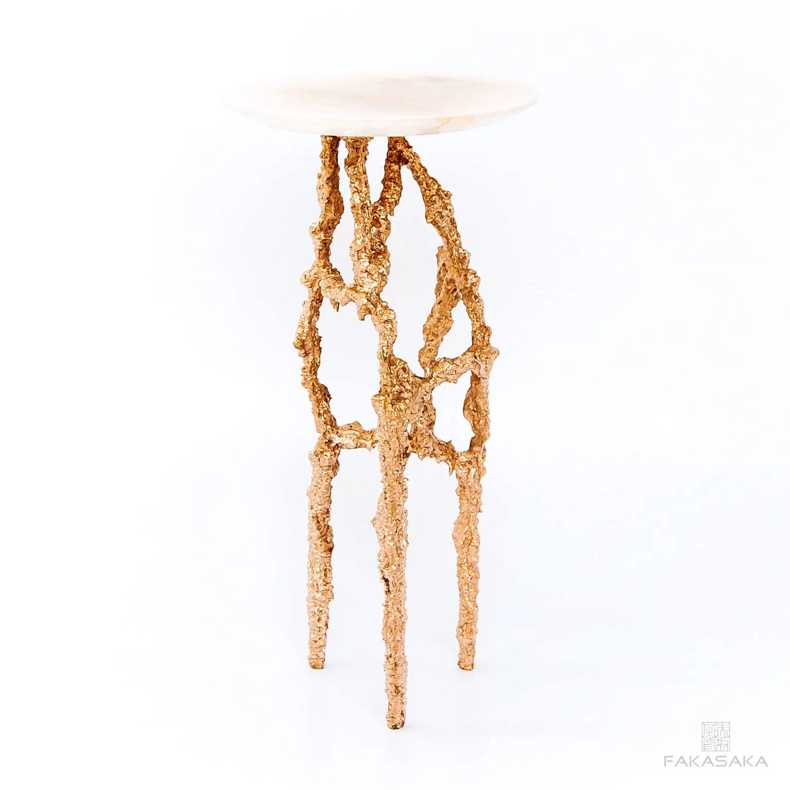 RONNIE DRINK TABLE <br><br>TRANSLUCENT ONYX<br>POLISHED BRONZE