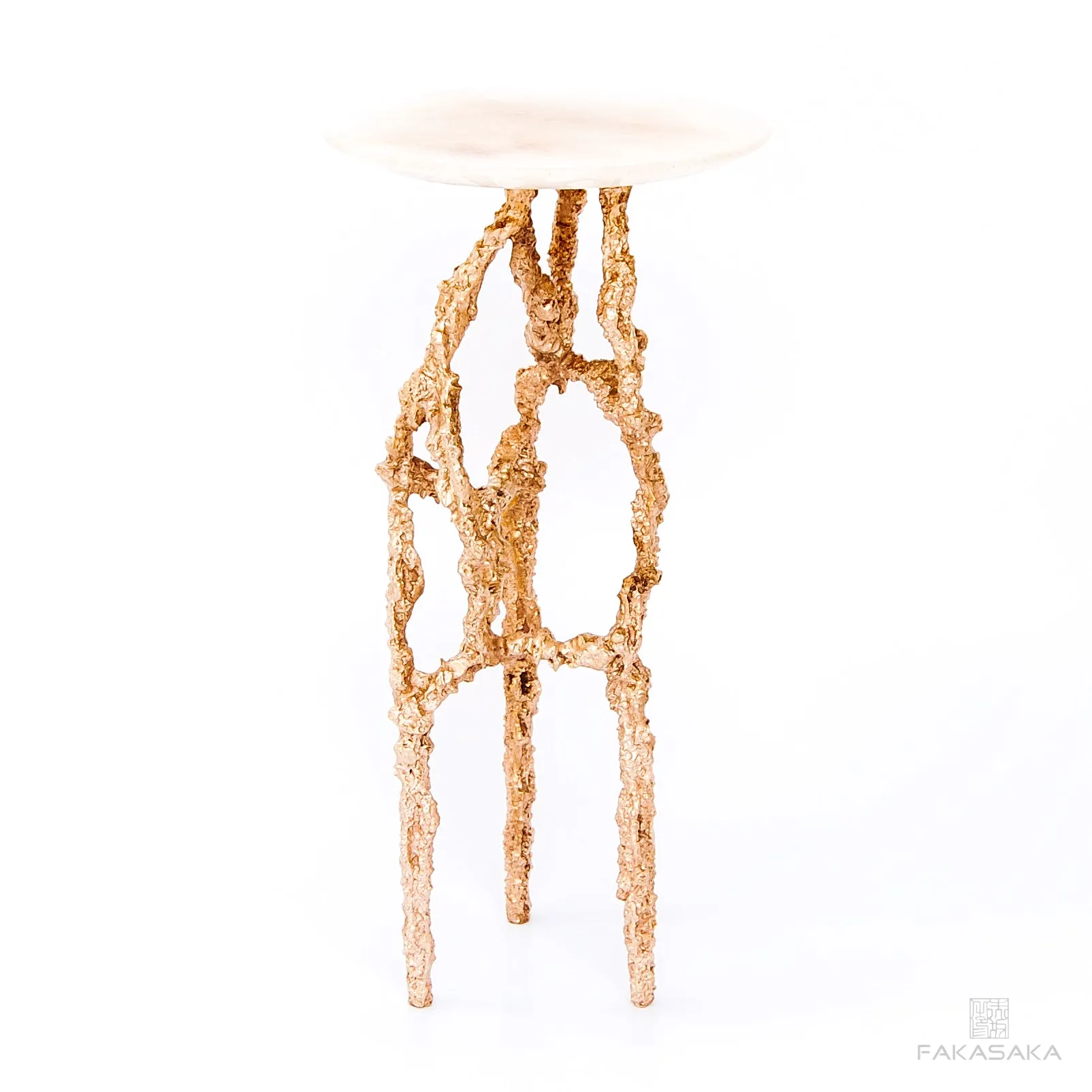 RONNIE DRINK TABLE <br><br>TRANSLUCENT ONYX<br>POLISHED BRONZE