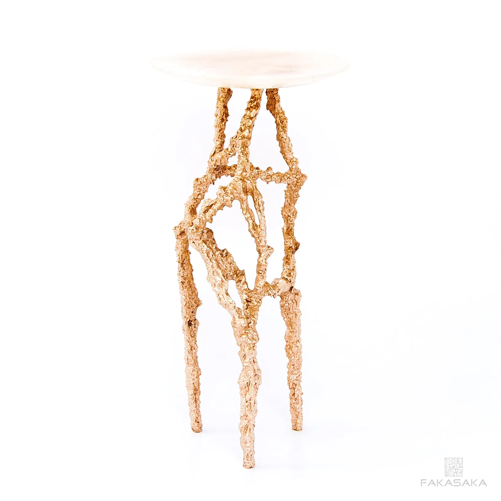RONNIE DRINK TABLE <br><br>TRANSLUCENT ONYX<br>POLISHED BRONZE