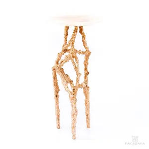 RONNIE DRINK TABLE <br><br>TRANSLUCENT ONYX<br>POLISHED BRONZE