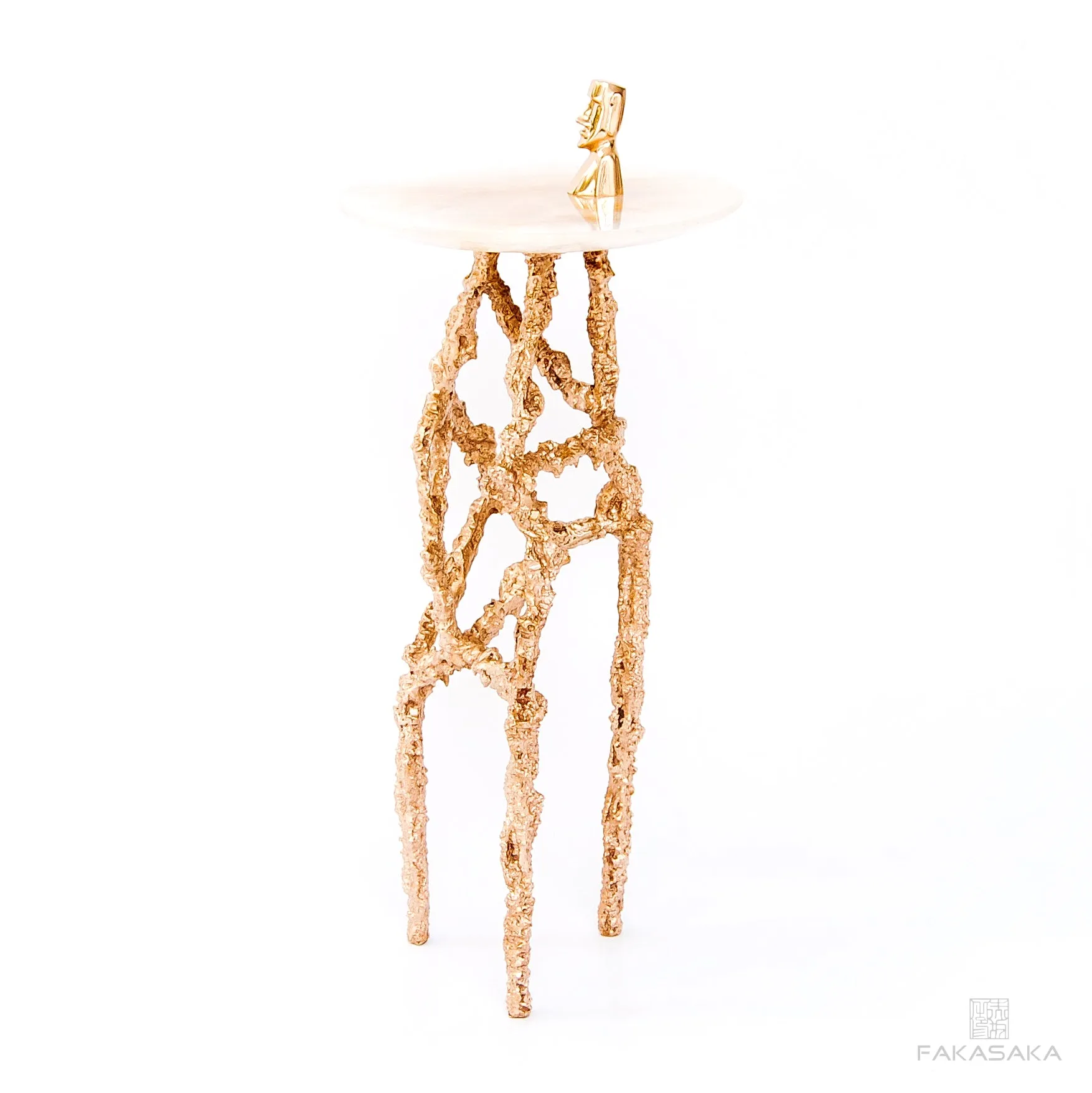 RONNIE DRINK TABLE <br><br>TRANSLUCENT ONYX<br>POLISHED BRONZE