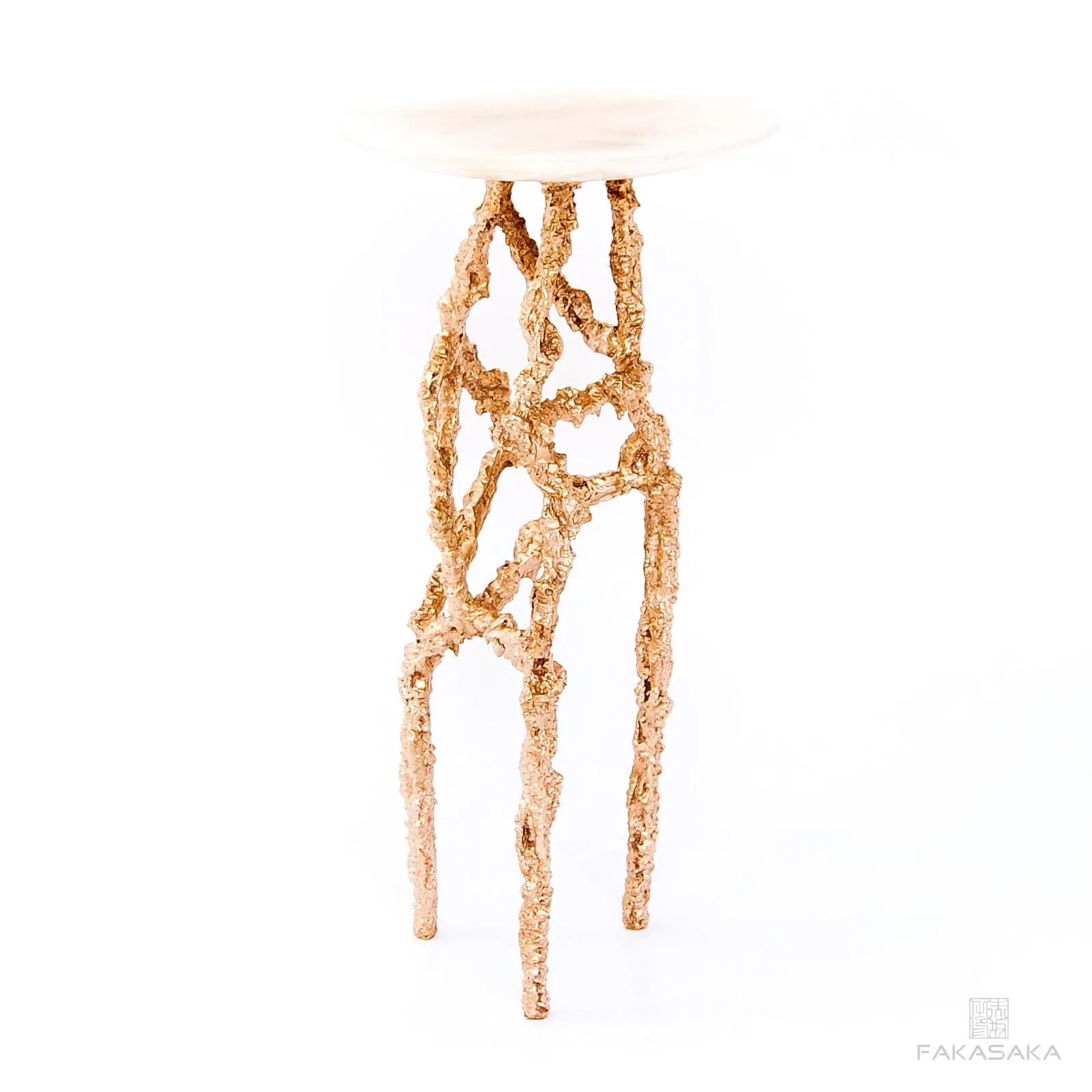 RONNIE DRINK TABLE <br><br>TRANSLUCENT ONYX<br>POLISHED BRONZE
