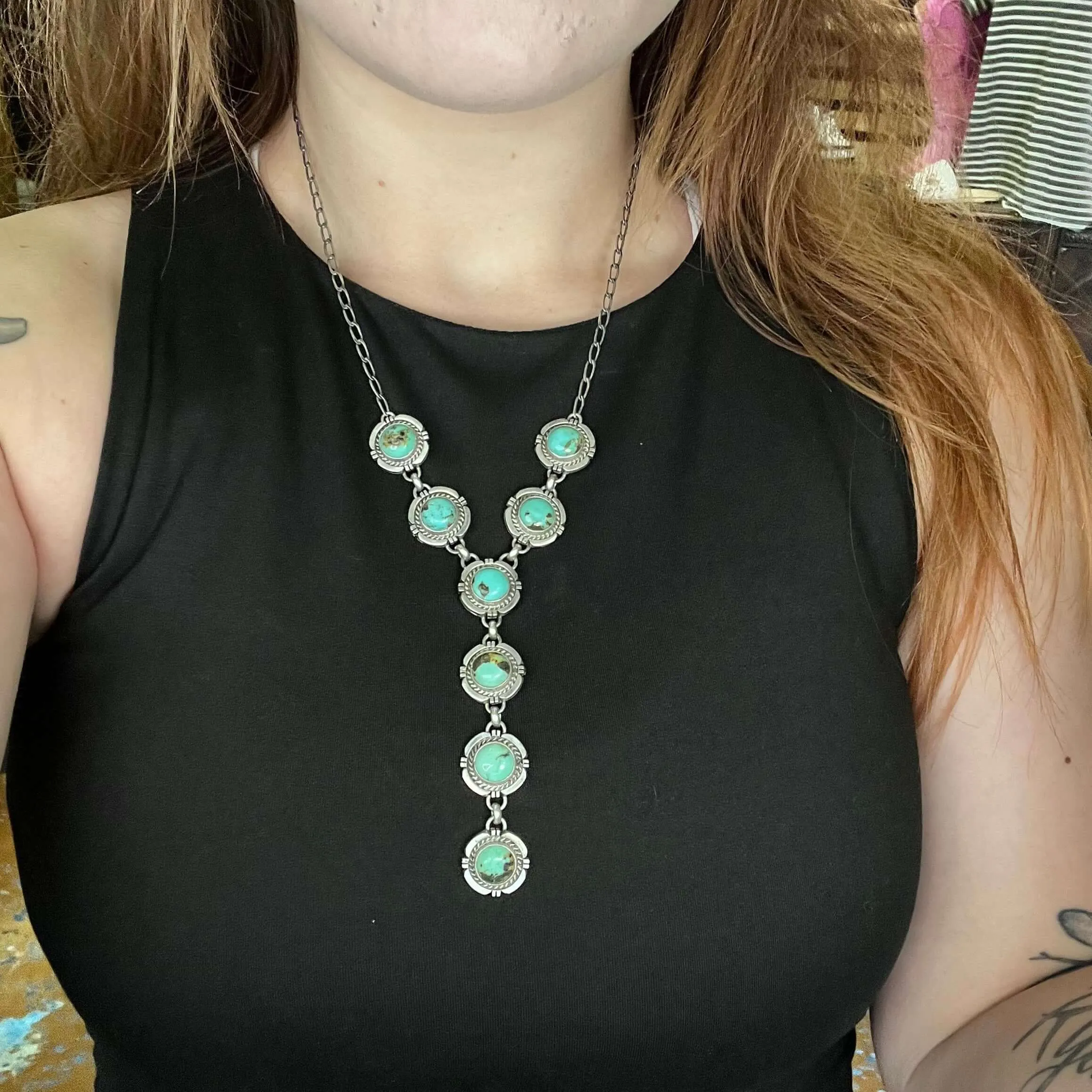 Show Stopping Turquoise Lariat Genuine Necklace