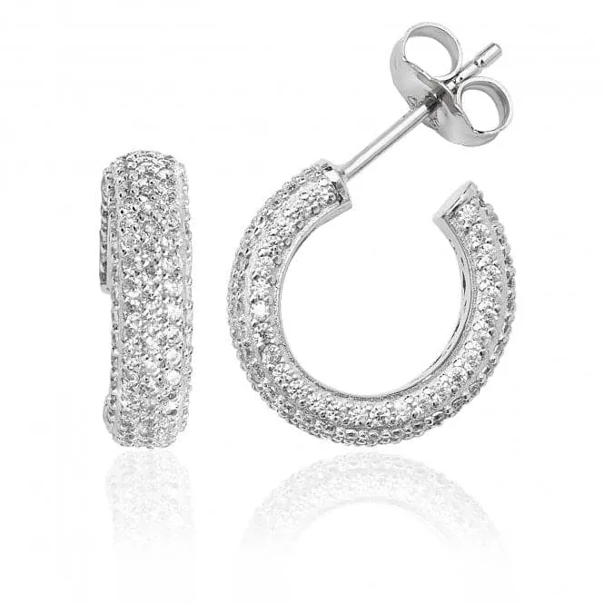 Silver & Co Five Row Pave 3/4 Hoop Cubic Zirconia Stud Earrings SEG0035CZ