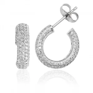 Silver & Co Five Row Pave 3/4 Hoop Cubic Zirconia Stud Earrings SEG0035CZ