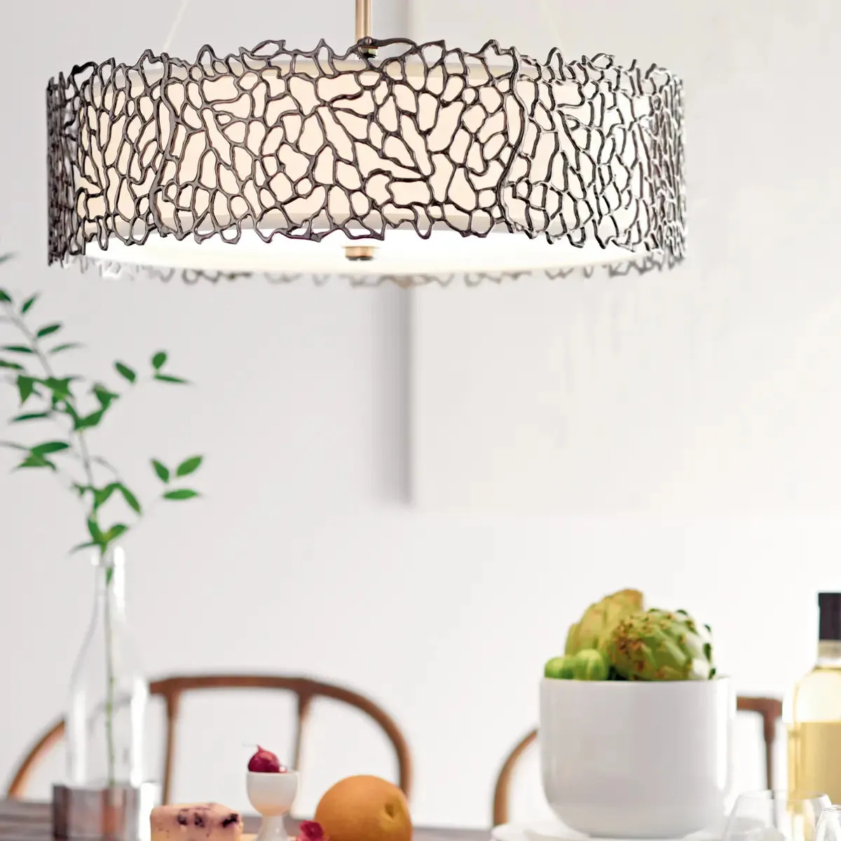 Silver Coral 22" 4-Light Chandelier, Classic Pewter Finish